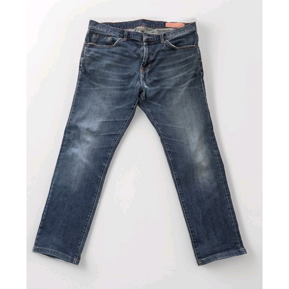 Jean Shop NYC Mick Jeans Mens 34x28 Selvedge Straight Slim Leg Distressed Denim